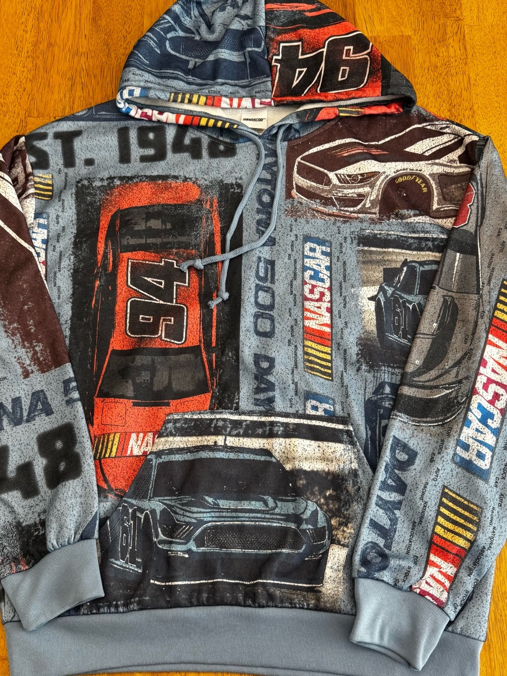 Nascar Pullover Hoodie with Nascar design and logo throughout.
